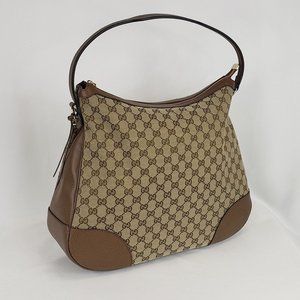 Gucci Beige/Brown GG Supreme Coated Canvas and Leather Linea A Hobo